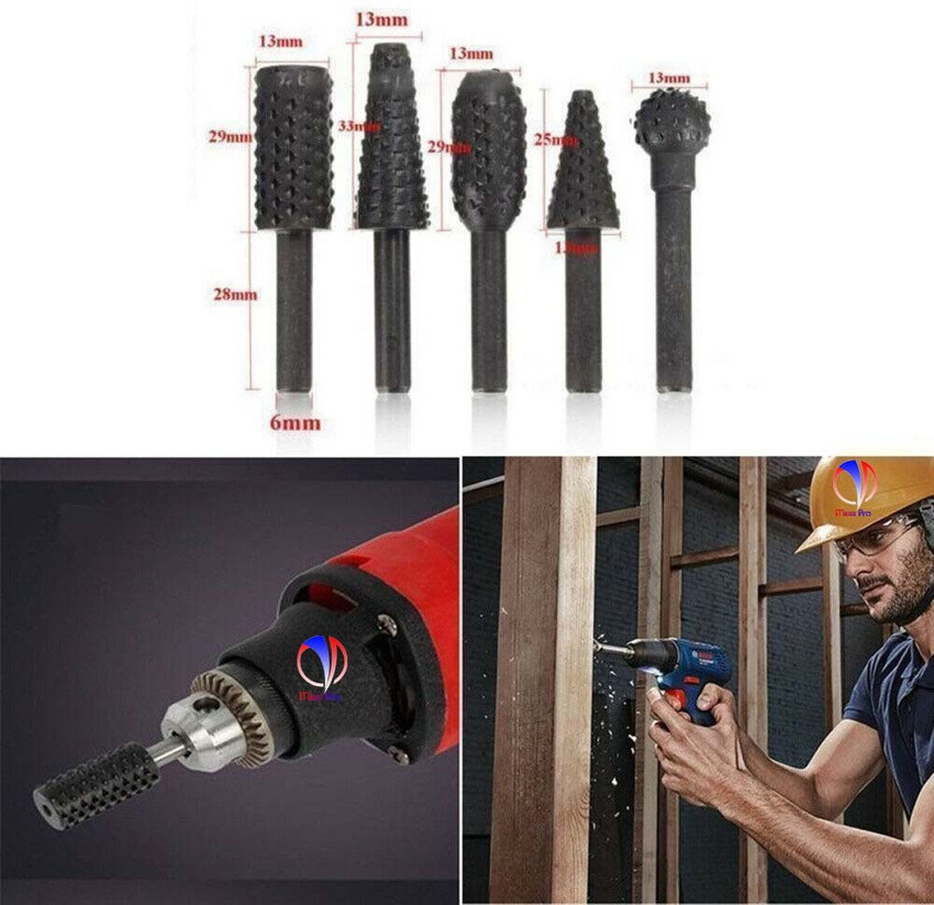 Mass Pro 5 Pcs Rotary RASP Shank 6mm Drill Bits Rotary Bits Rasp For Woodworking Grinding Carving MP Rotary Bit Set Price in India Buy Mass Pro 5 Pcs Rotary RASP
