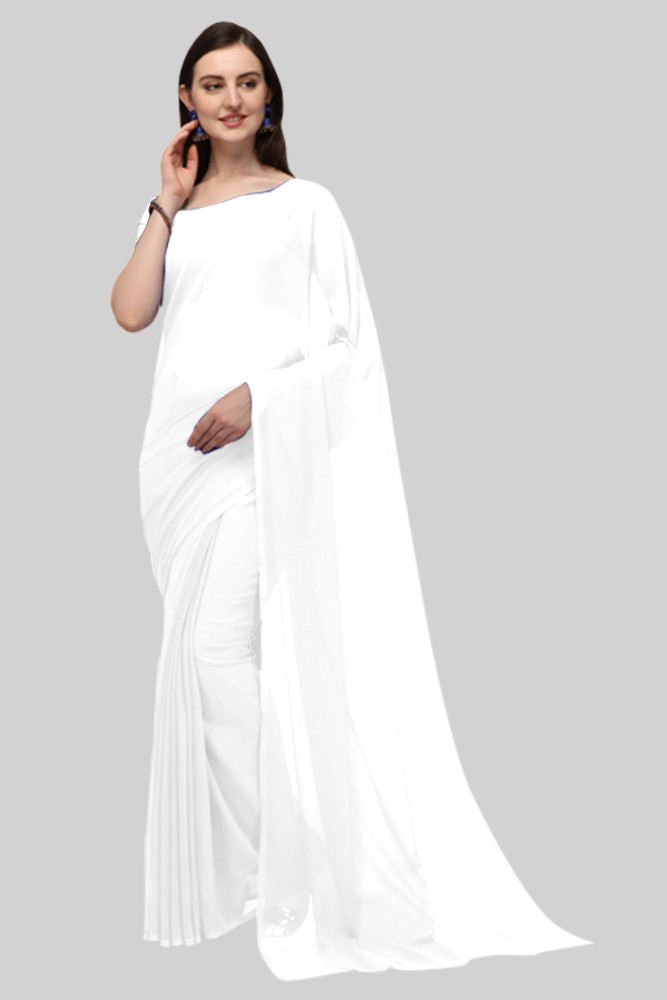 Georgette white clearance saree