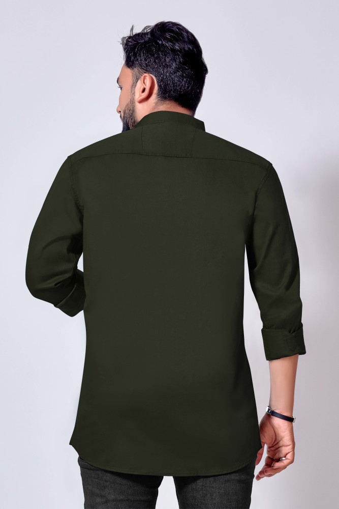 Maha arjun men online solid formal green shirt