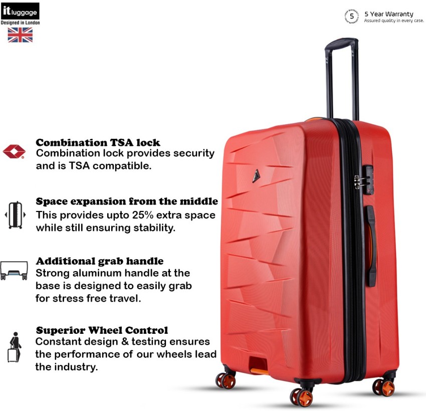 It Luggage Elevate Expandable Cabin Suitcase 4 Wheels 20 inch Red Price in India Flipkart