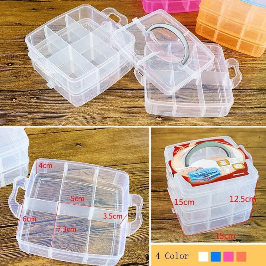 3 Layers 18 Compartments Clear Storage Box Container Jewelry Bead