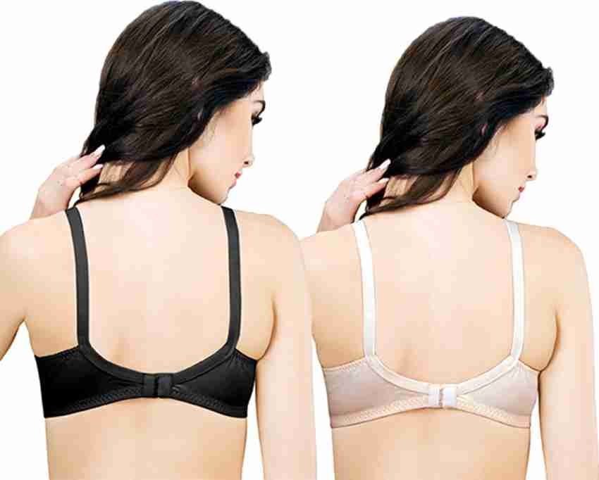 Groversons Paris Beauty Non padded non wired full coverage plus size bra  with fancy lace (White, Black) Women Full Coverage Non Padded Bra - Buy  Groversons Paris Beauty Non padded non wired