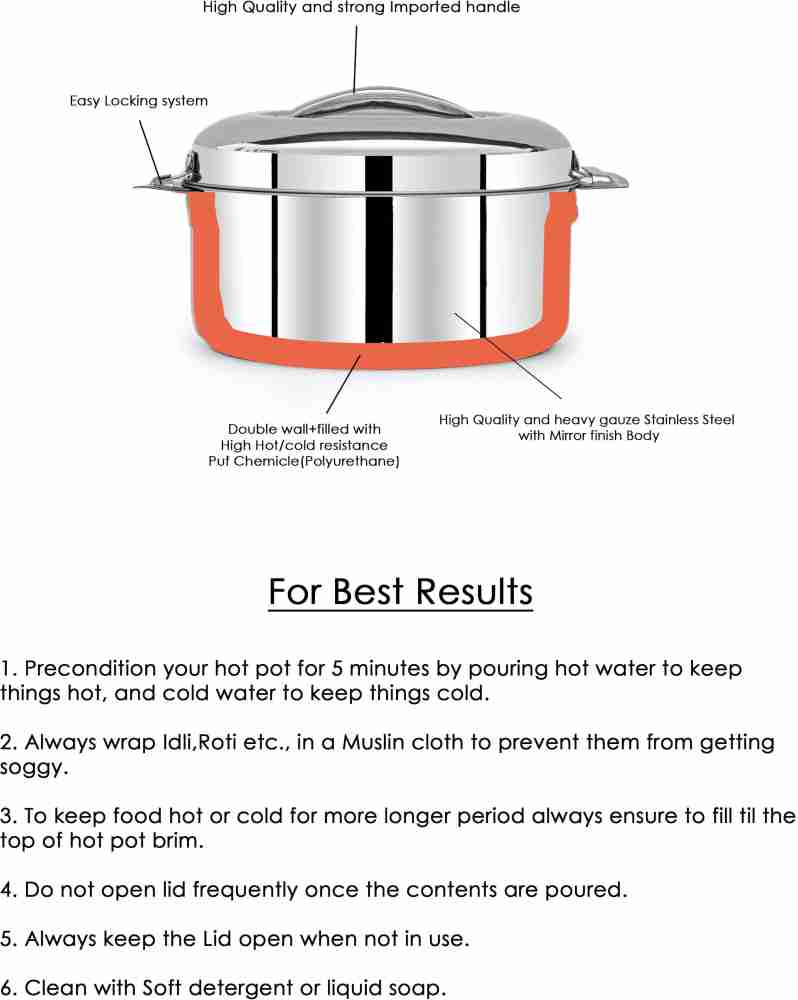 Tmvel Casserole Hotpot, Stainless Steel Insulated Hot Pot, Food Warmer, Keeps Food Warm for Hours Set (2500ml, 3500ml, 5000ml) Beige