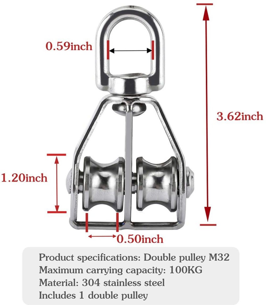 Futurekart Double Pulley Block, Stainless Steel Pulley Roller(1PC, M32)  Climbing Pulley Price in India - Buy Futurekart Double Pulley Block,  Stainless Steel Pulley Roller(1PC, M32) Climbing Pulley online at