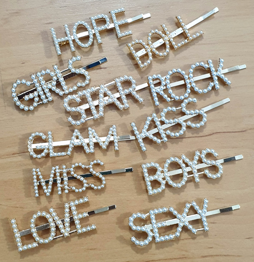 HOMEMATES Word Letter color Hair Clip Bling Rhinestone Letter