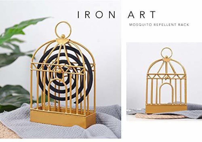 GEEKMONKEY Birdcage Shape Iron Mosquito Coil Holder Stand Mosquito  Repellent Incense Burner Holder Hanger for Indoor Home Living Room Bedroom  Hotel-(Golden,12.8*4.5*20.5 cm, 1Pc) Steel Incense Holder Price in India -  Buy GEEKMONKEY