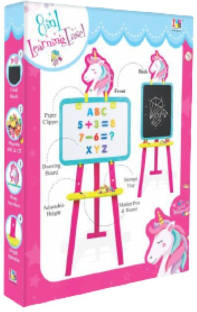 SARASI Unicorn 8 in 1 Dual Side Easel Activity Magnetic Writing