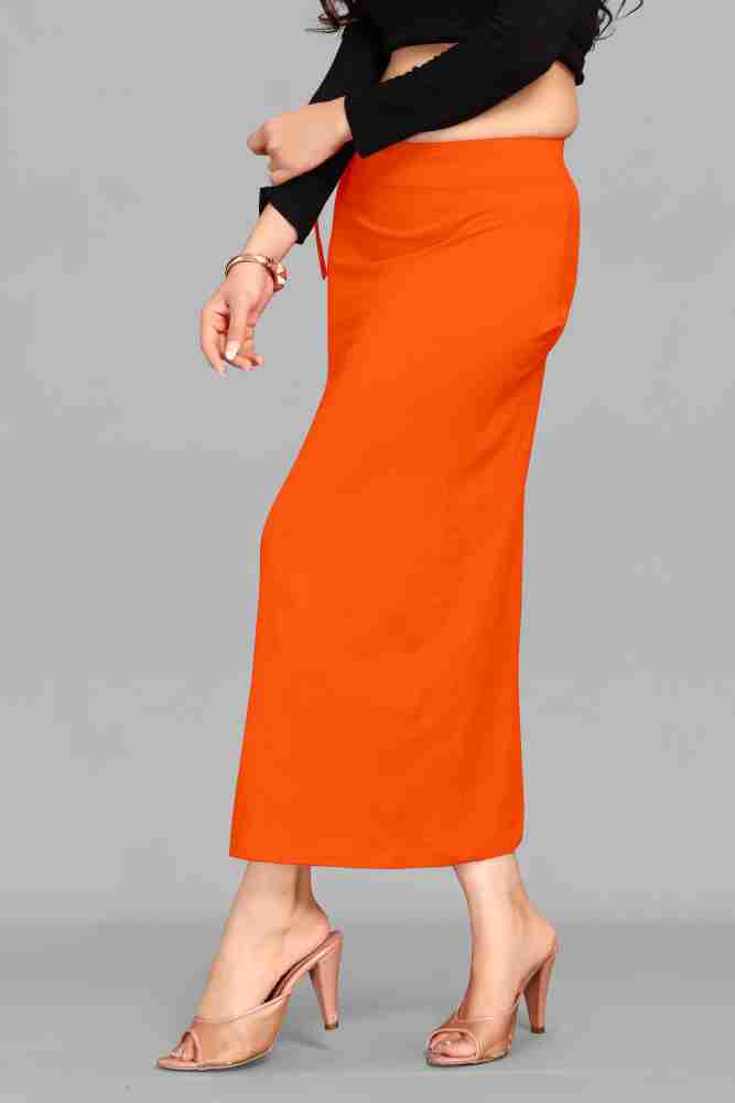 SCUBE DESIGNS Pleated Saree Shapewear Silhoutte Orange (M) Lycra