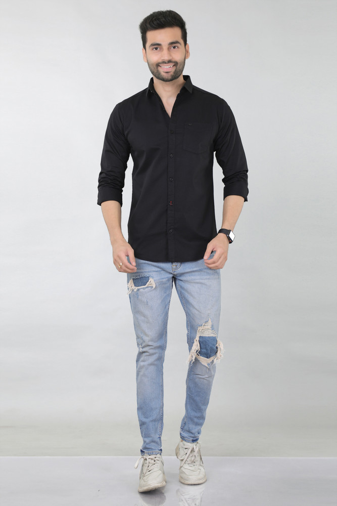 Black shirt sale smart casual