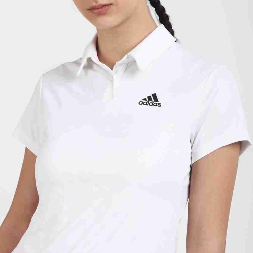 Adidas white t outlet shirt with collar