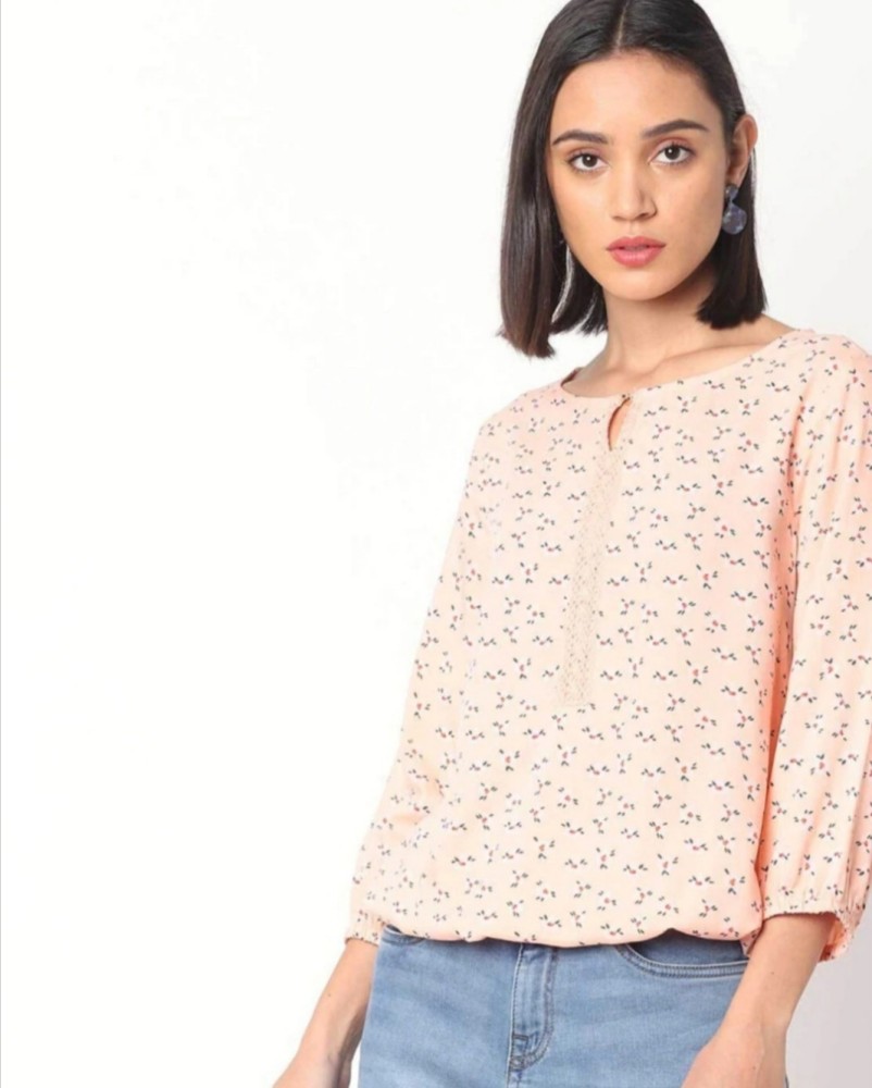 FIG Casual Printed Women Pink Top - Buy FIG Casual Printed Women Pink Top  Online at Best Prices in India