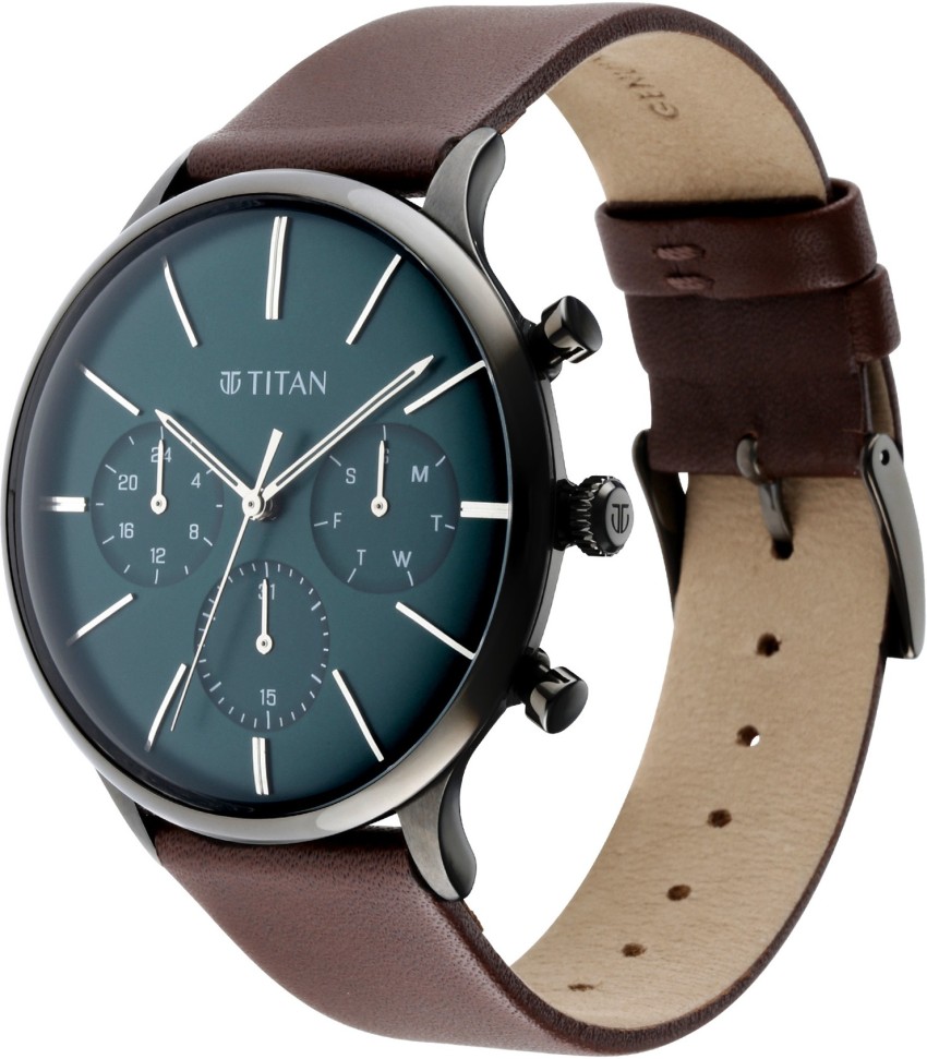 Leather titan watch new arrivals