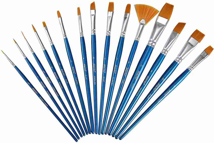 BRUSTRO Acrylic Paint Set of 24, Multicolour 12ml Tubes with Gold Taklon  Brush Set of 10