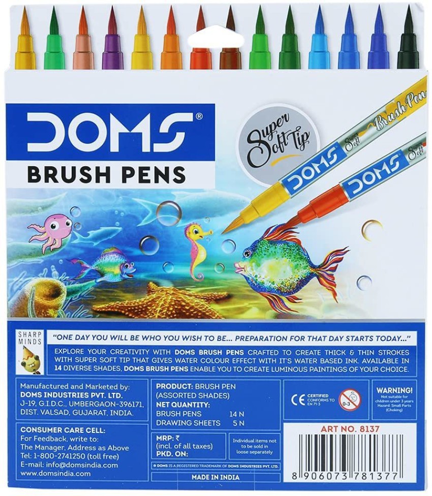 Doms Brush Pens 14 Shades - SCOOBOO - DOMS