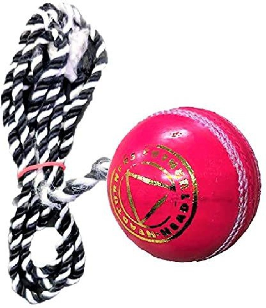 HeadTurners Leather Cricket Shot Practice Hanging Ball, String Cricket Ball and Knocking Cricket Training Ball