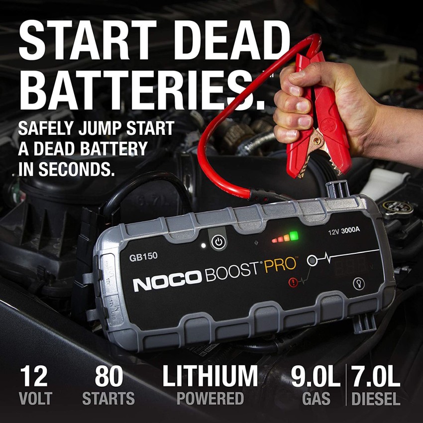 NOCO Boost Pro GB150 3000 Amp 12-Volt UltraSafe Lithium Jump Starter Box, Car  Battery Booster Pack, Portable Power Bank Charger, and Jumper Cables For Up  To 9-Liter Gasoline and 7-Liter Diesel Engines