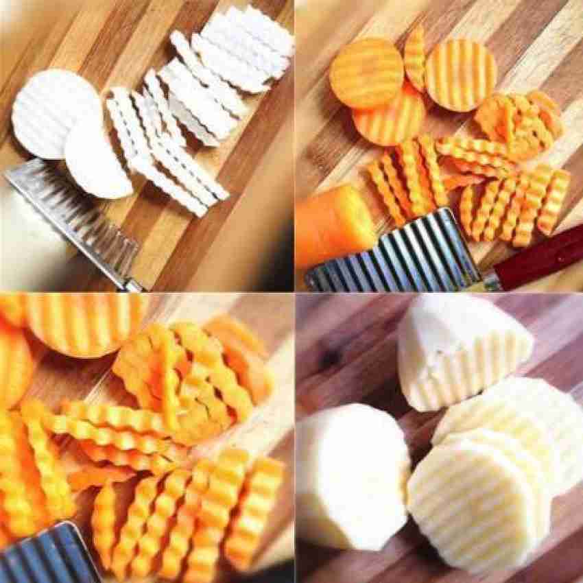 1pc Stainless Steel Potato Chip Slicer Dough Vegetable Fruit Crinkle Wavy  Slicer Knife Potato Cutter Chopper