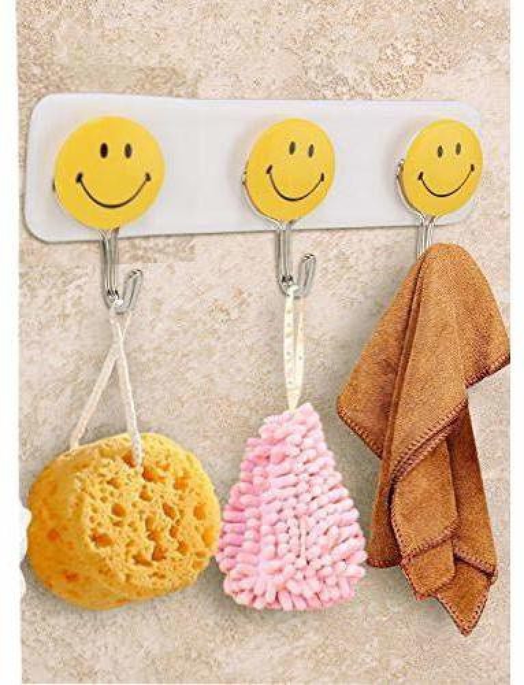 Buy Biyanka Plastic Wall Hanging Hooks, Self-Adhesive Cute Smiley
