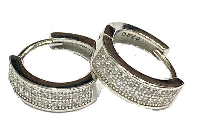 Flipkart Buy DARSHRAJ Stylish 92.5 Pure Sterling Silver Chandi Hoops Bali Double Layer Earrings pair With White American Diamond Cz for Girls Babies or boys Small Size 2.8Gm Sterling Silver Hoop E...