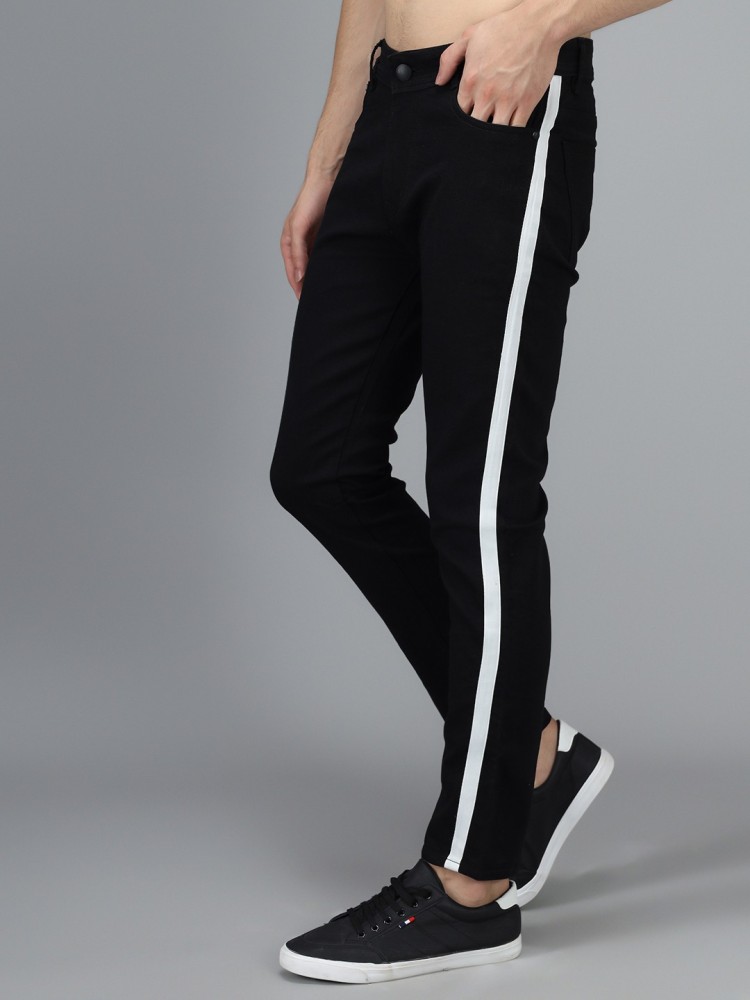 Black jeans outlet with white stripe