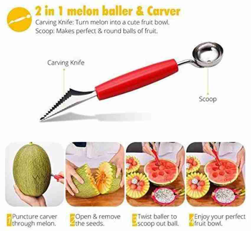 Melon Baller Scoop Cooking Scoop Stainless Steel Ice Cream Scoop Fruit  Carving Cutter Knife for DIY Cutting and Scooping Fruit Vegetable Ice Cream  