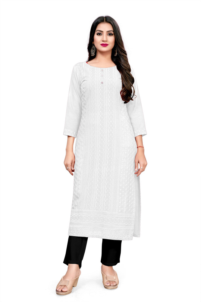 COLOR TRENDS Women Chikan Embroidery Straight Kurta Buy COLOR