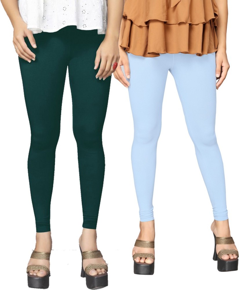 Buy Keshav Srushti Women White Solid Cotton Lycra Blend Legging (L