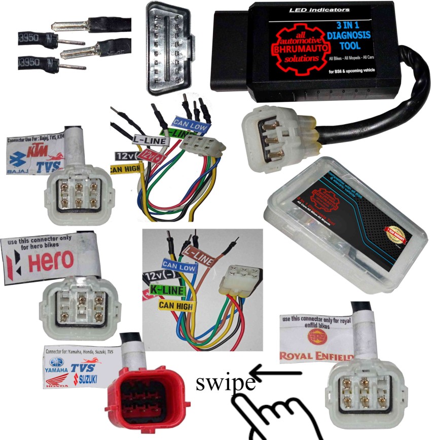 Xsentuals Honda 6pin/4pin to OBD2 Diagnostic Scanner Cable Combo