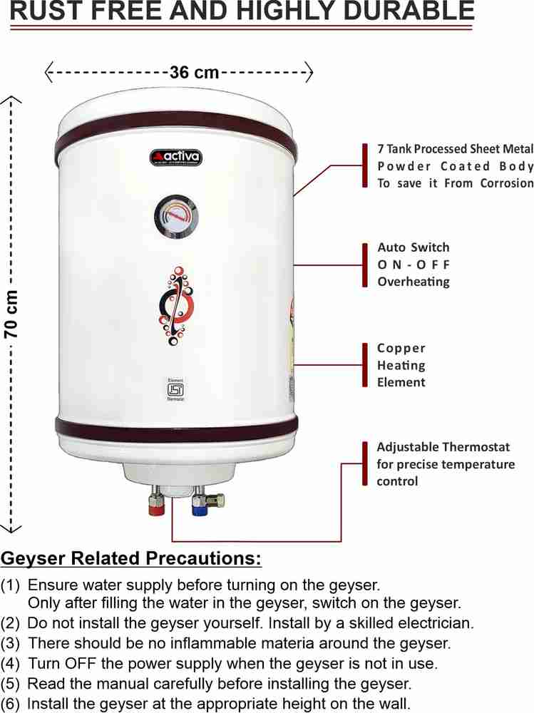 ACTIVA 50 L Storage Water Geyser (ACT_HL_50 LTR (IVORY), IVORY) Price in  India - Buy ACTIVA 50 L Storage Water Geyser (ACT_HL_50 LTR (IVORY), IVORY)  online at Flipkart.com