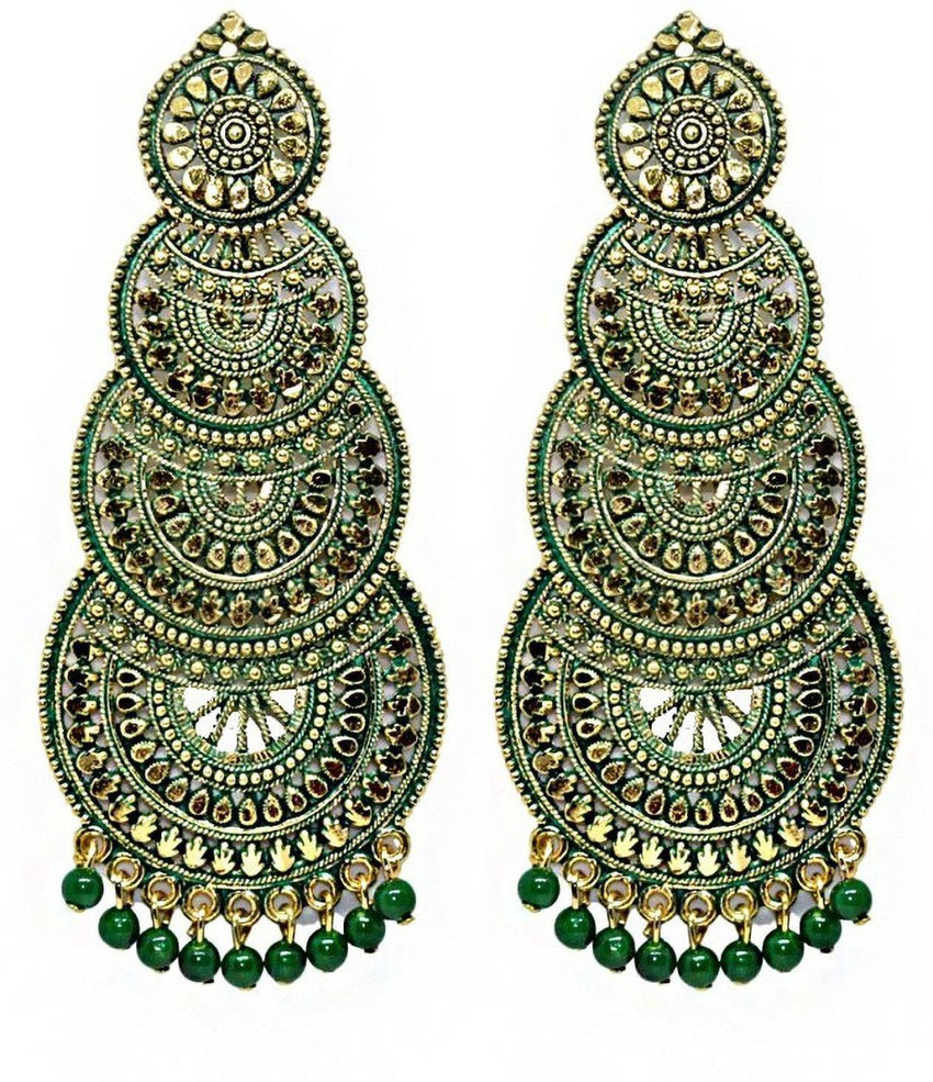 Flipkartcom  Buy Fashionhaat Meenakari Designer Rama Green wedding Jhumka  for Girls  Woman alloy Earring Alloy Jhumki Earring Online at Best Prices  in India