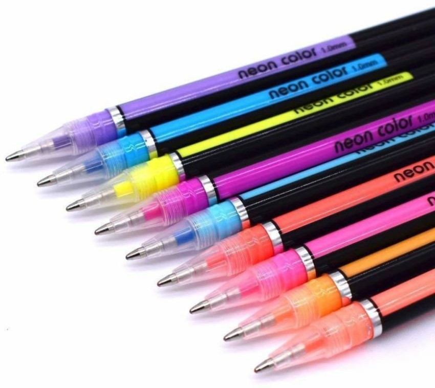 GLAZU Neon Highlighter Gel Pen Glow In Dark with Different  Colors (Pack of 24 Pens) - Neon Highlighter Pen (24 Colors)