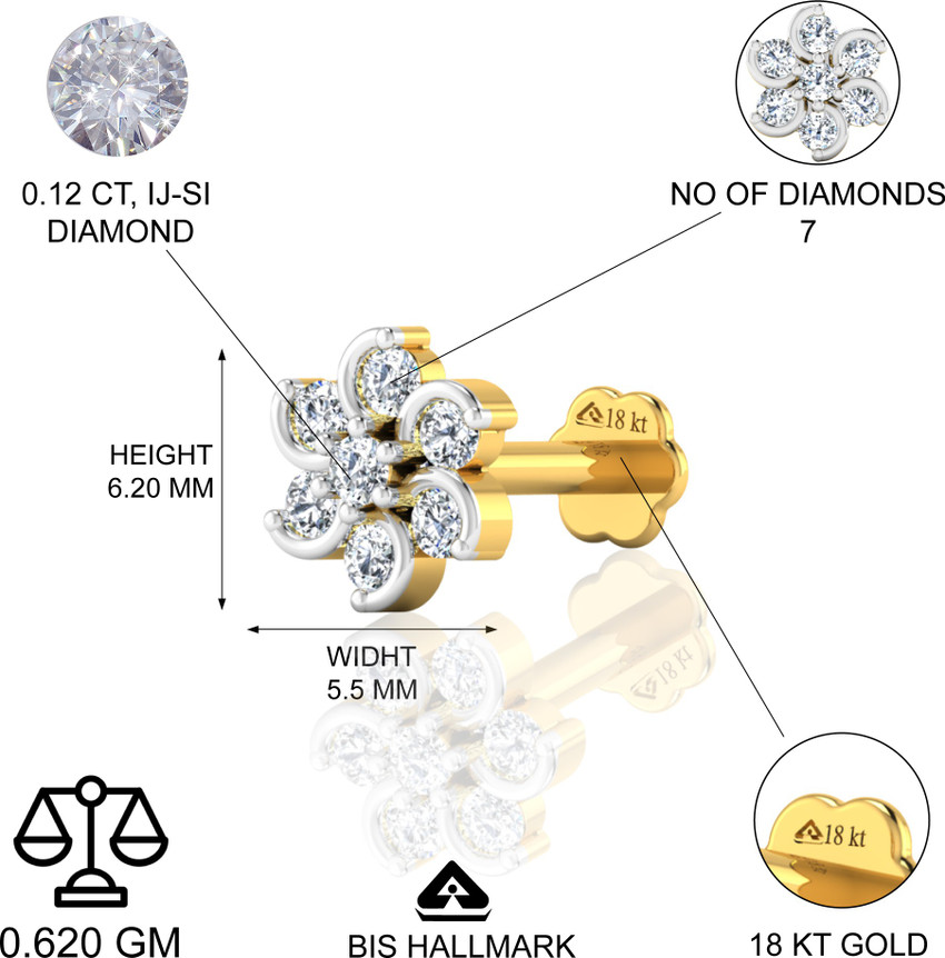 LORDS JEWELS The Orb Diamond Nose Pin 18kt Diamond Yellow Gold