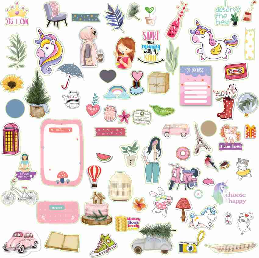 PrettyBuggy 21 cm Kawaii Stickers for Journals Self Adhesive