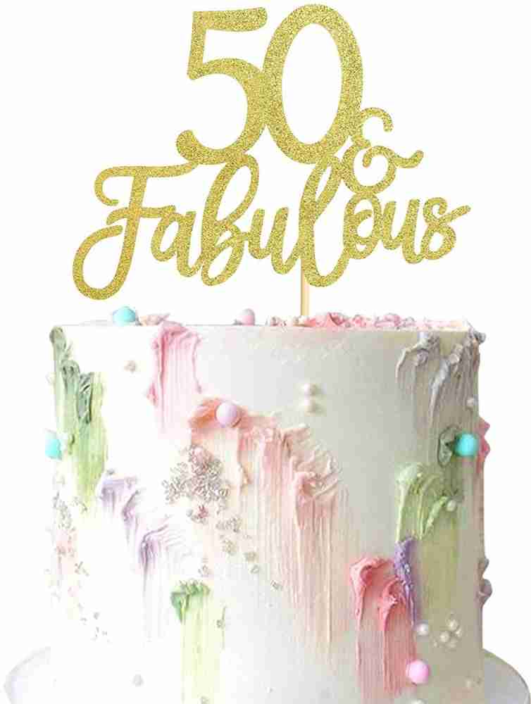 Fabulous & 50 Cake Topper Gold Glitter, 50th Birthday Party Decoration  Ideas