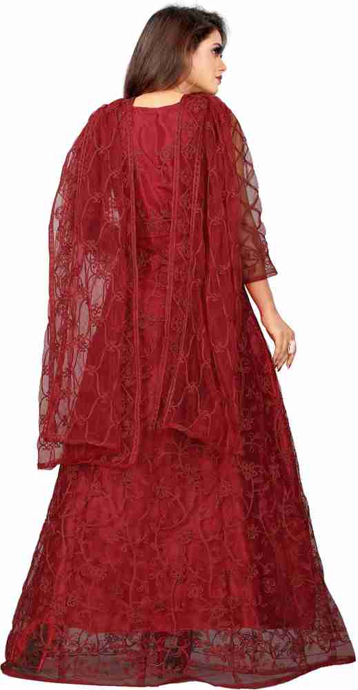 Julee Net Lace Embroidered Gown Anarkali Kurta Bottom Material