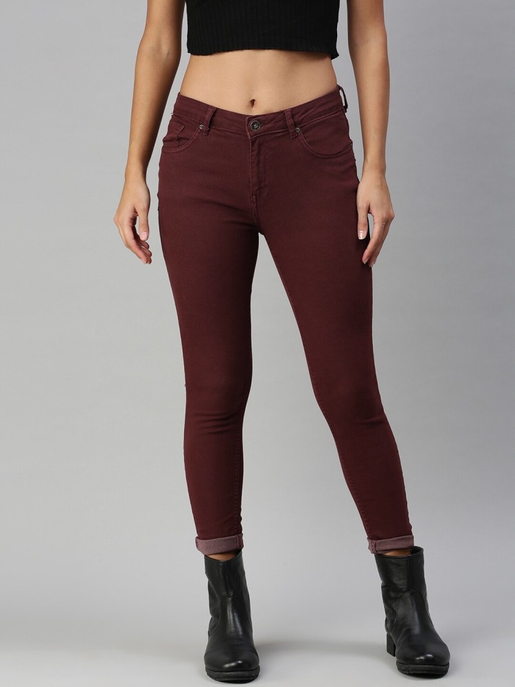 Maroon High Rise Skinny Jeggings