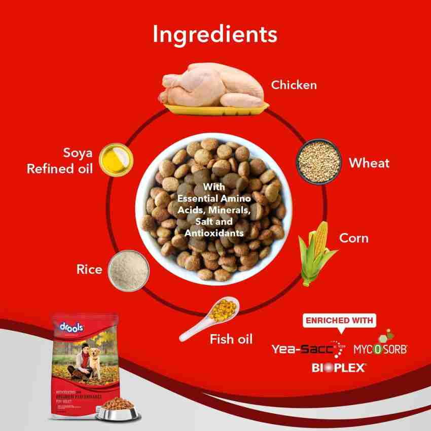 Drools ADULT OPTIMUM PERFORMANCE Chicken 20 kg Dry Adult Dog Food Price in India Buy Drools ADULT OPTIMUM PERFORMANCE Chicken 20 kg Dry Adult Dog Food online at Flipkart