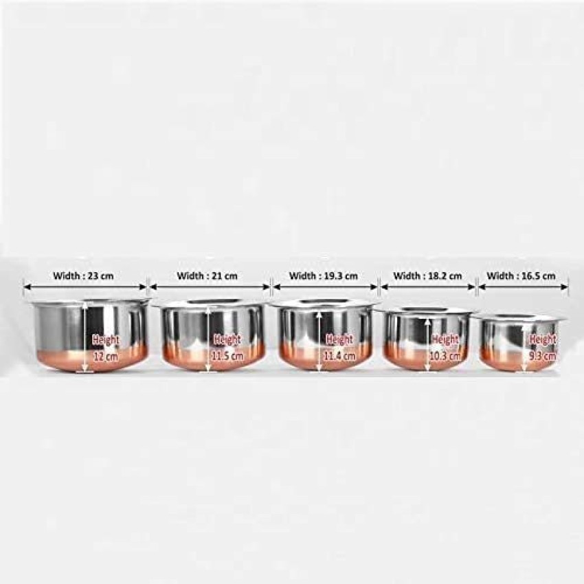 Sumeet Stainless Steel Copper Bottom Cookware/Container/Tope Set Of 3 Pcs  With Lids