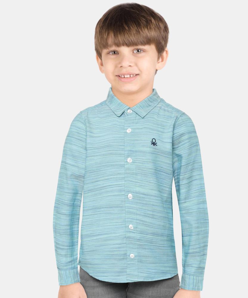 United Colors of Benetton Baby Boys Striped Casual Blue Shirt