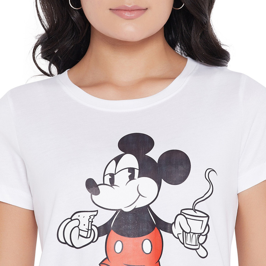 Mickey Mouse Family Printed Women Round Neck White T Shirt Buy