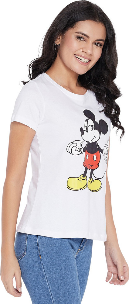 Mickey Mouse Family Printed Women Round Neck White T Shirt Buy
