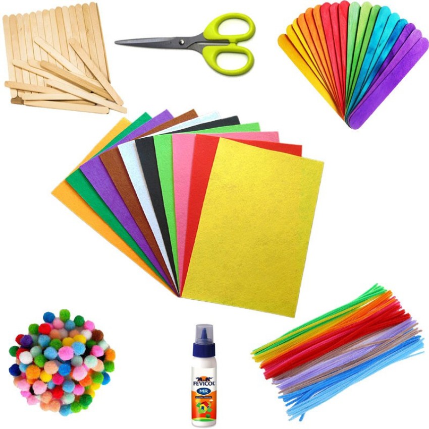 anjanaware DIY Art and Craft Materials Kit Hobby Art And Craft Decoration  Items with Origami Ice Cream Sticks Colourful Tapes Ribbon Rope Mirror  Sparkle and More for Kids - DIY Art and