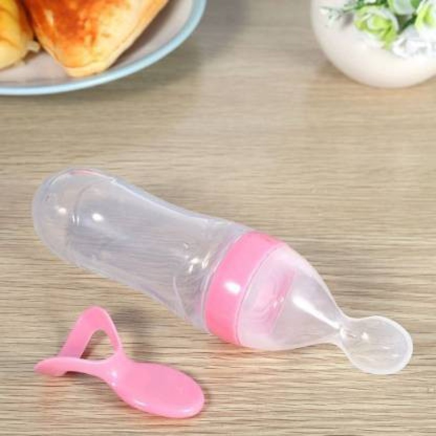 1pc Infant Rice Paste Spoon Baby Bottle-shaped Squeeze Spoon Children's Feeding  Food Bottle Silicone Feeders Soft Spoons For Babies