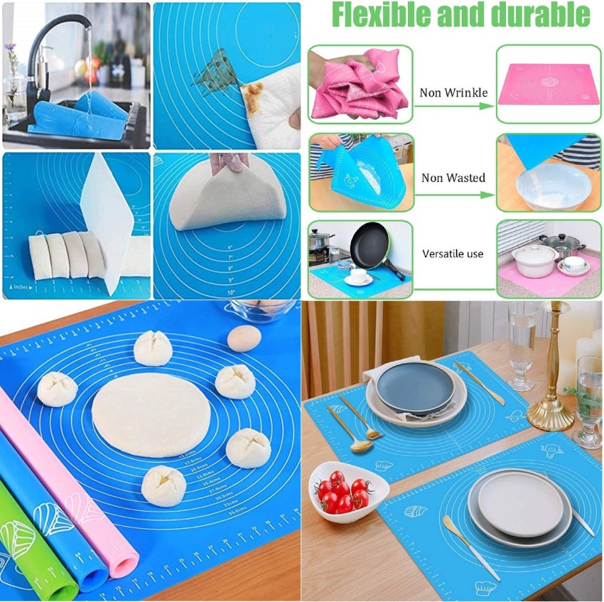 Silicone Baking Mat, 2PCS NonStick Round Silicone Dough Rolling Mat Baking  Pastry Pad Sheet Liner for Cake Turntable Stand, Round Silicone Mat Pastry