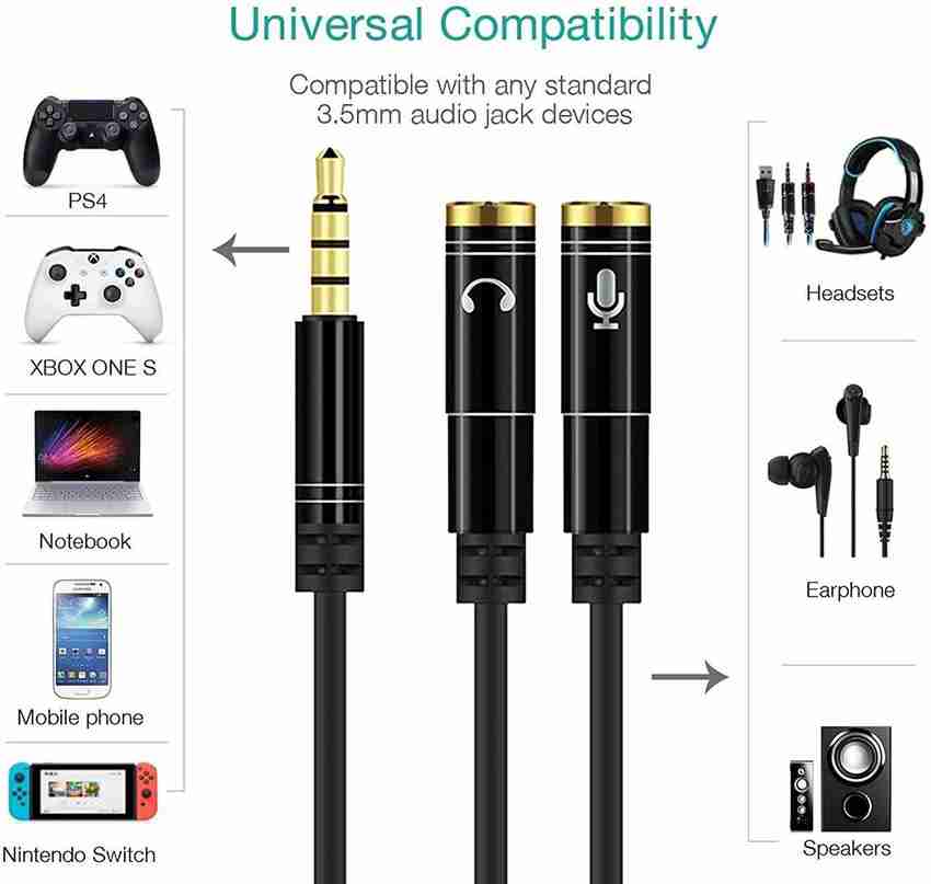 ankSONline 3.5mm Extension Audio and Microphone Cable 1 Male to 2
