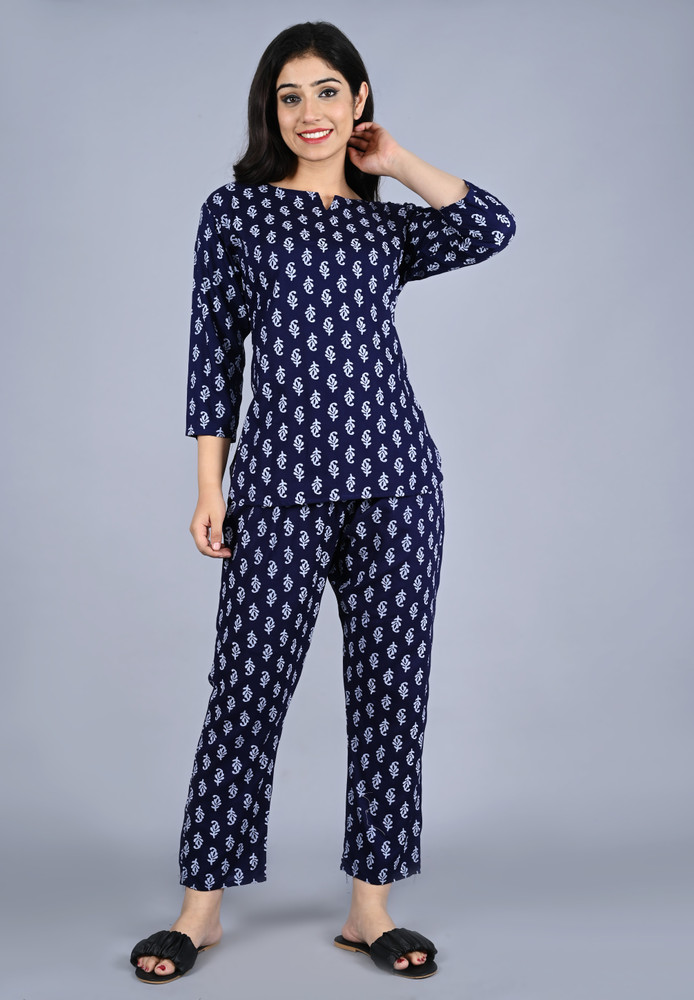 ZOYA GAARMENTS Women Printed Dark Blue Night Suit Set Price in India - Buy  ZOYA GAARMENTS Women Printed Dark Blue Night Suit Set at Flipkart.com Night  Suit Set