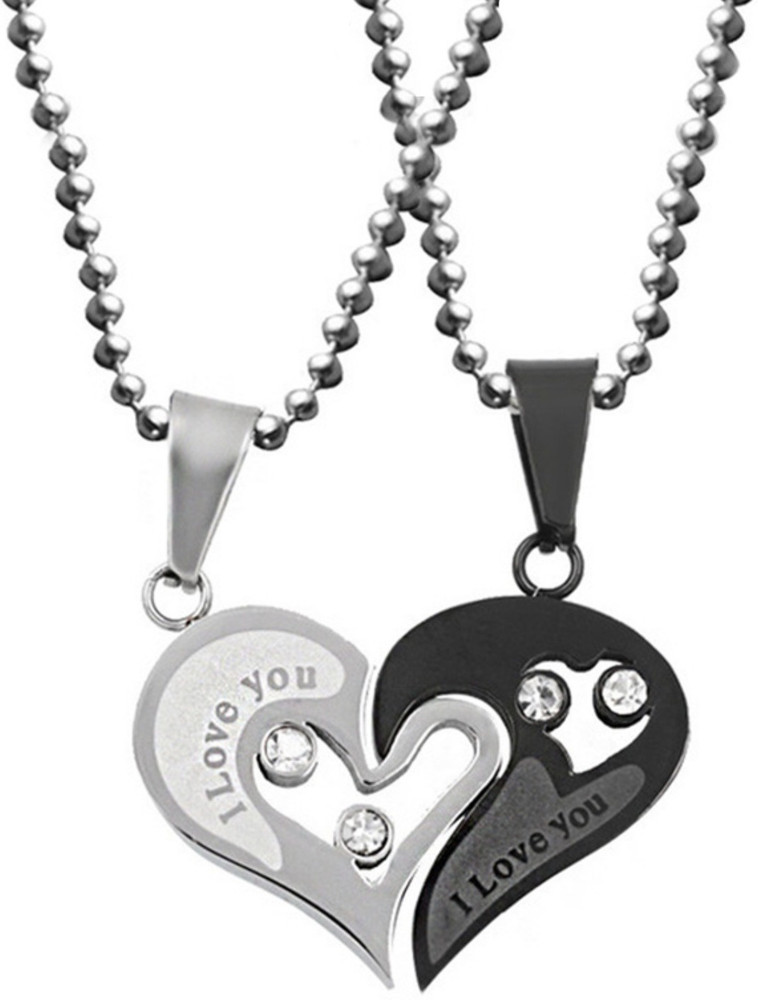 Devora 2pcs His and Hers Heart shape I Love You Couple Locket