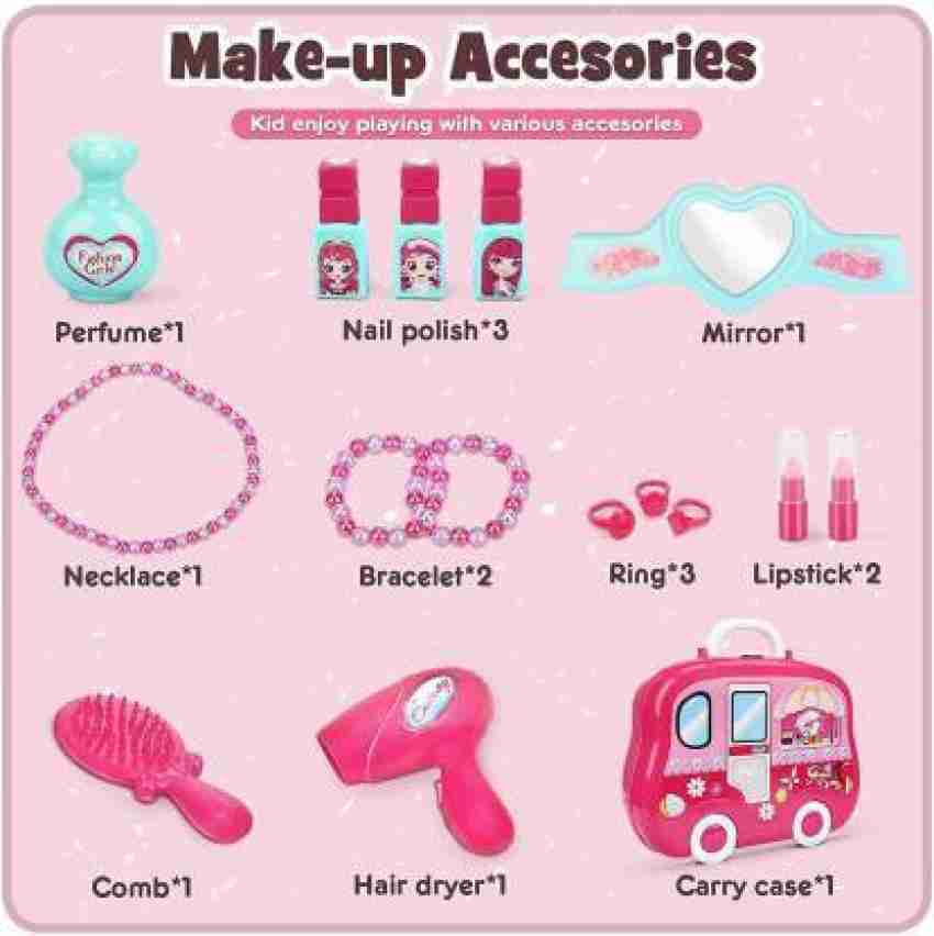 Kids Pretend Play Make Up Case And Cosmetic Set, Durable Beauty Kit Hair  Salon with 19 Pcs Makeup Accessories for Children Girls 