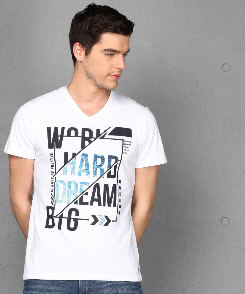 white printed t shirt for men