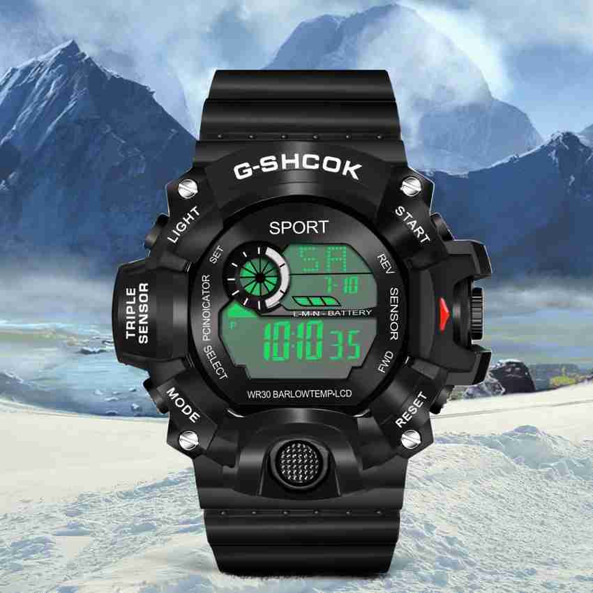 Missfox Chronograph Scratch Resistant Shock Proof Black Sports Watch Men Stylish Water Resistance Chronograph Scratch Resistant Shock Proof Black Sports Watch Men Stylish Water Resistance Digital Watc...